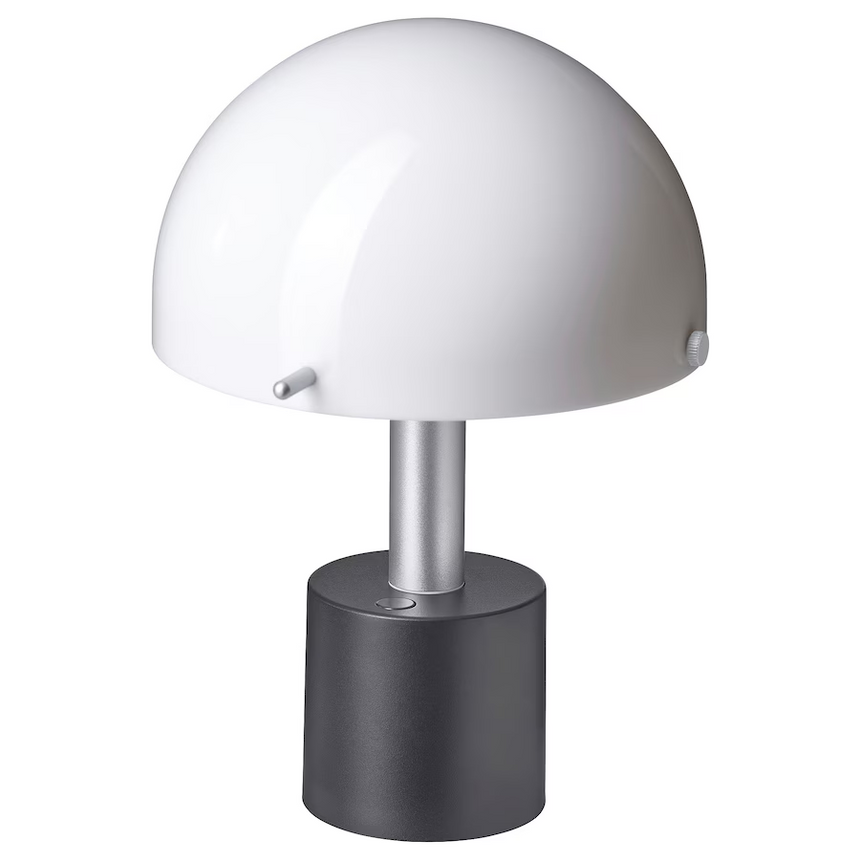 IKEA NODMAST LED portable lamp, battery operated, white/black, 26 cm