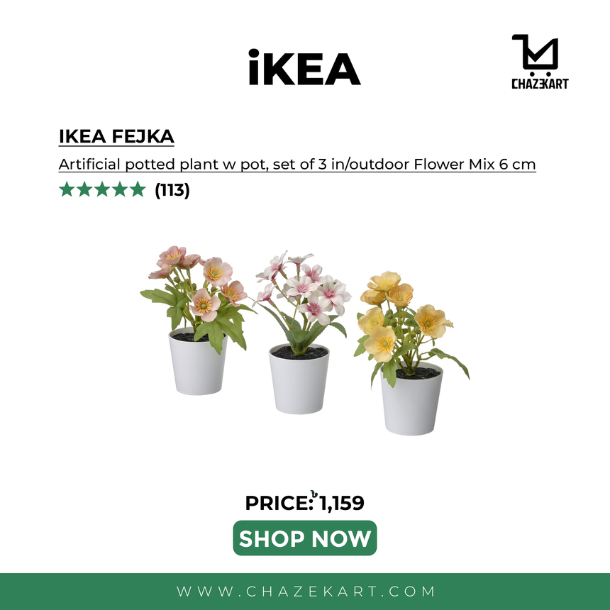 IKEA FEJKA artificial potted plant w pot, set of 3 in/outdoor Flower Mix 6 cm