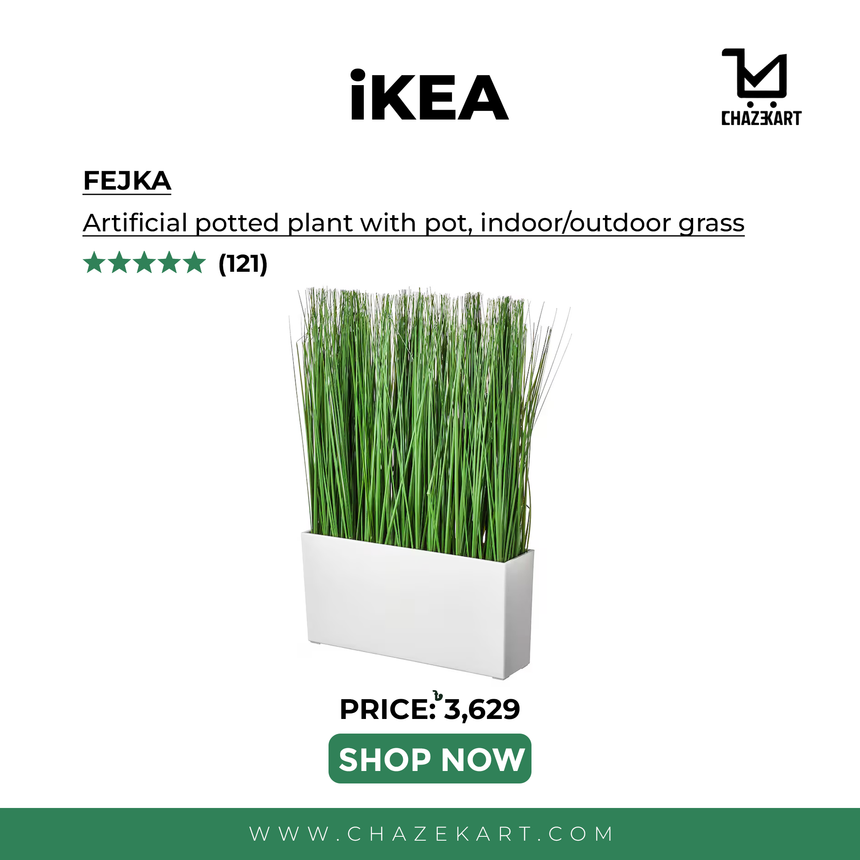 IKEA FEJKA Artificial potted plant with white pot, in/outdoor grass