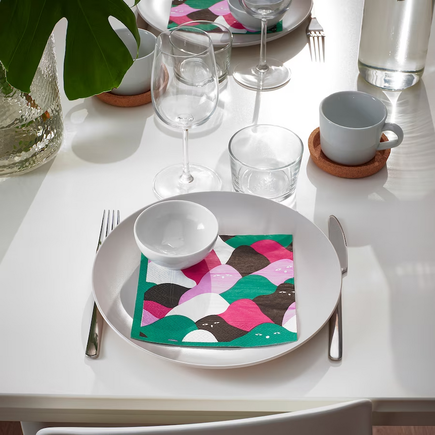 IKEA PALPFJARIL Paper napkin, patterned/multicolour, 33x33 cm