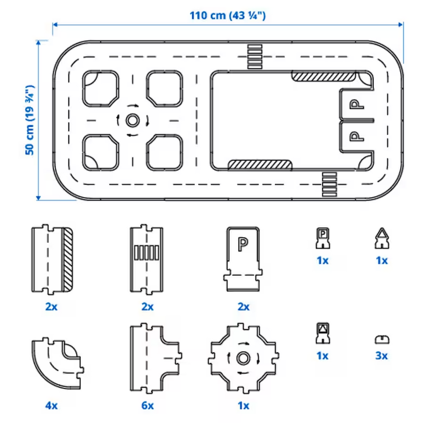 IKEA RAVUNGE 23-piece car track set