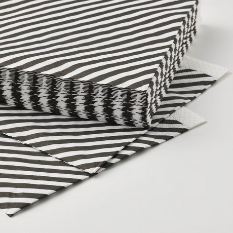 IKEA RODKNOT Paper napkin, striped white/black, 33x33 cm