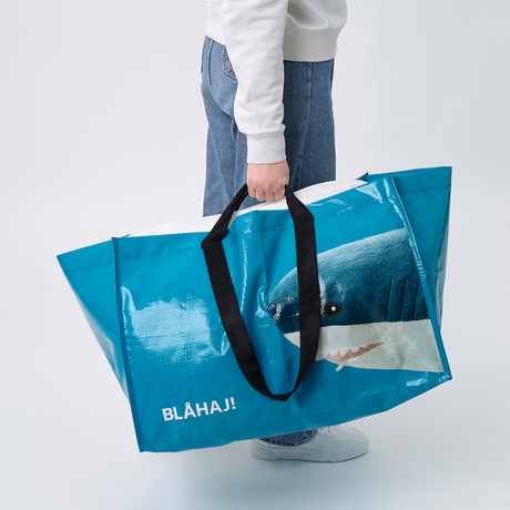 IKEA RUMPLING Carrier bag, large, blue/shark, 71 l