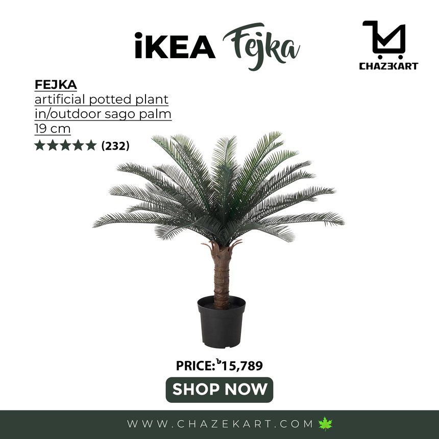 FEJKA artificial potted plant, in/outdoor sago palm, 19 cm