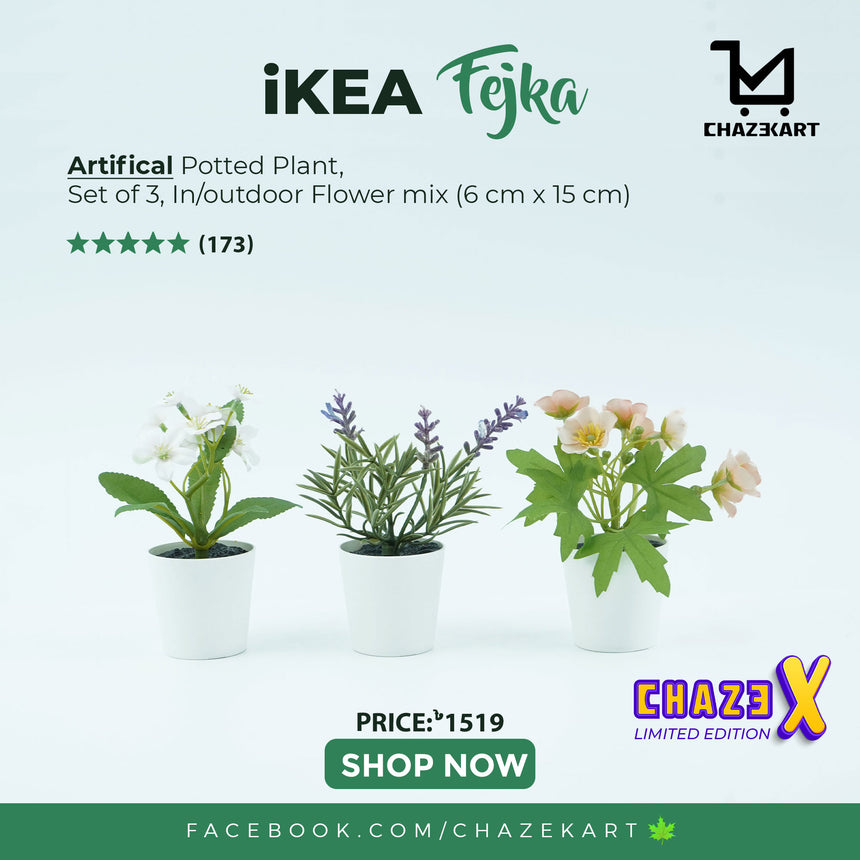 IKEA FEJKA artificial potted plant w pot, set of 3 in/outdoor Flower Mix 6 cm