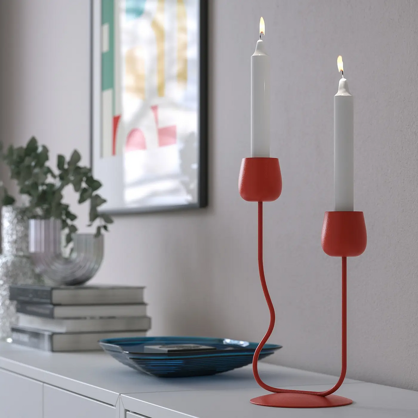 SILVERPARON candlestick/tealight holder, bright red, 29 cm