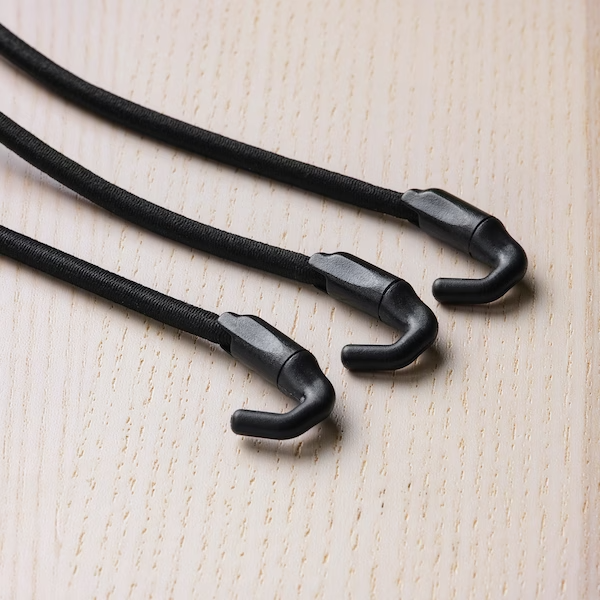 IKEA SKADIS Elastic Cord, Black, Set of 3