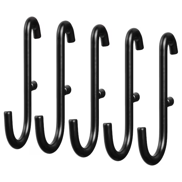 IKEA SKADIS Hook, Black, Set of 5 ( S Hook )