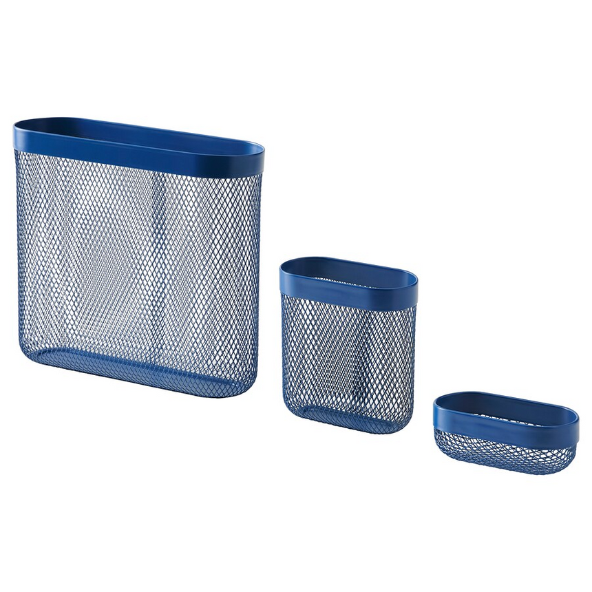 IKEA SKADIS Storage basket, set of 3, dark blue