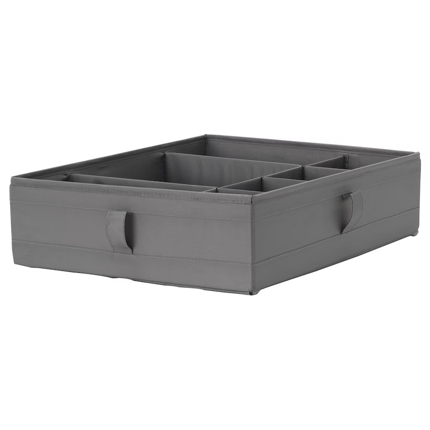 IKEA, SKUBB Box with compartments, Dark Grey, 44x34x11 cm