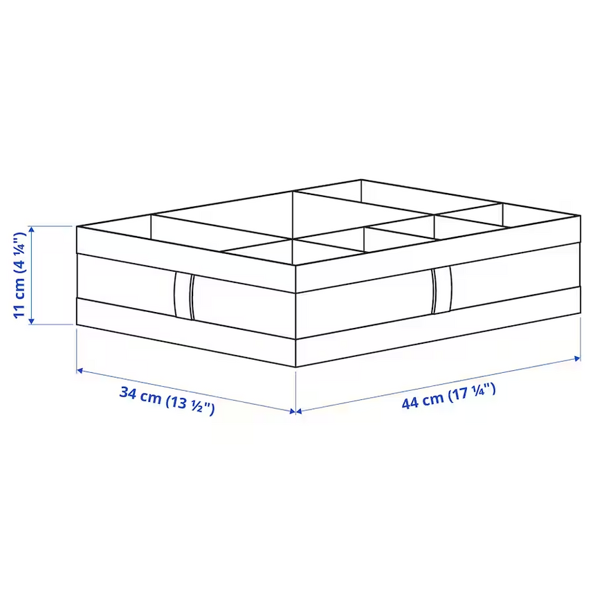 IKEA, SKUBB Box with compartments, Dark Grey, 44x34x11 cm