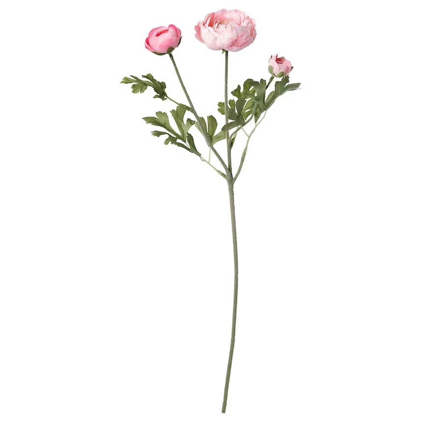 SMYCKA Artificial flower, Ranunculus/pink, 52 cm