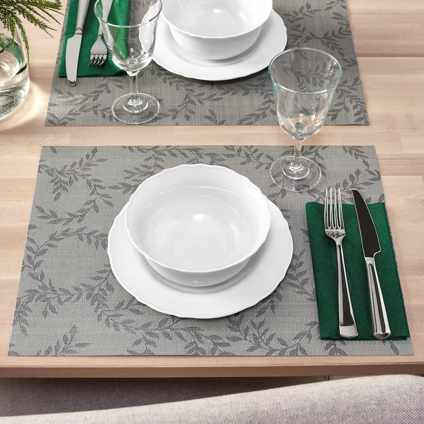 IKEA SNOBBIG place mat patterned/grey 45x33 cm