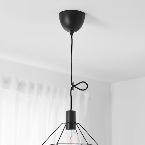 IKEA SUNNEBY Electrical Wire for Hanging Lamp, Black, Cloth, 180 cm