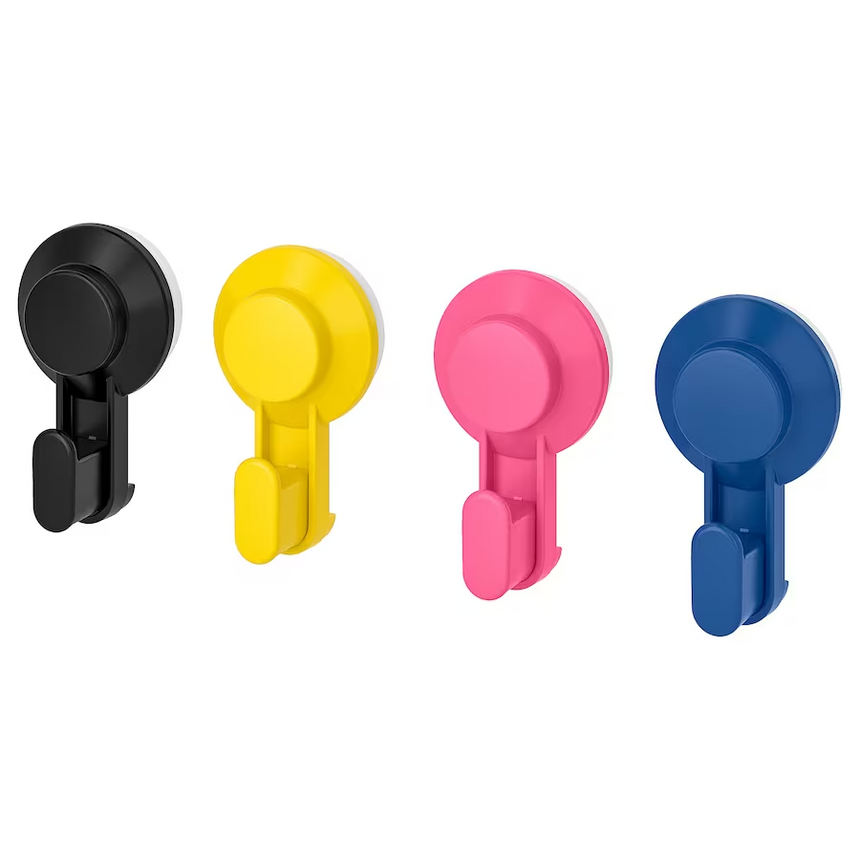 IKEA TISKEN Hook with suction cup, mixed colours