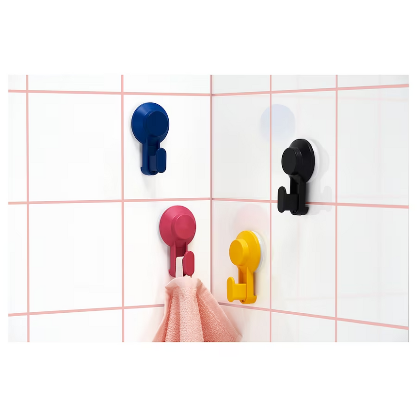 IKEA TISKEN Hook with suction cup, mixed colours