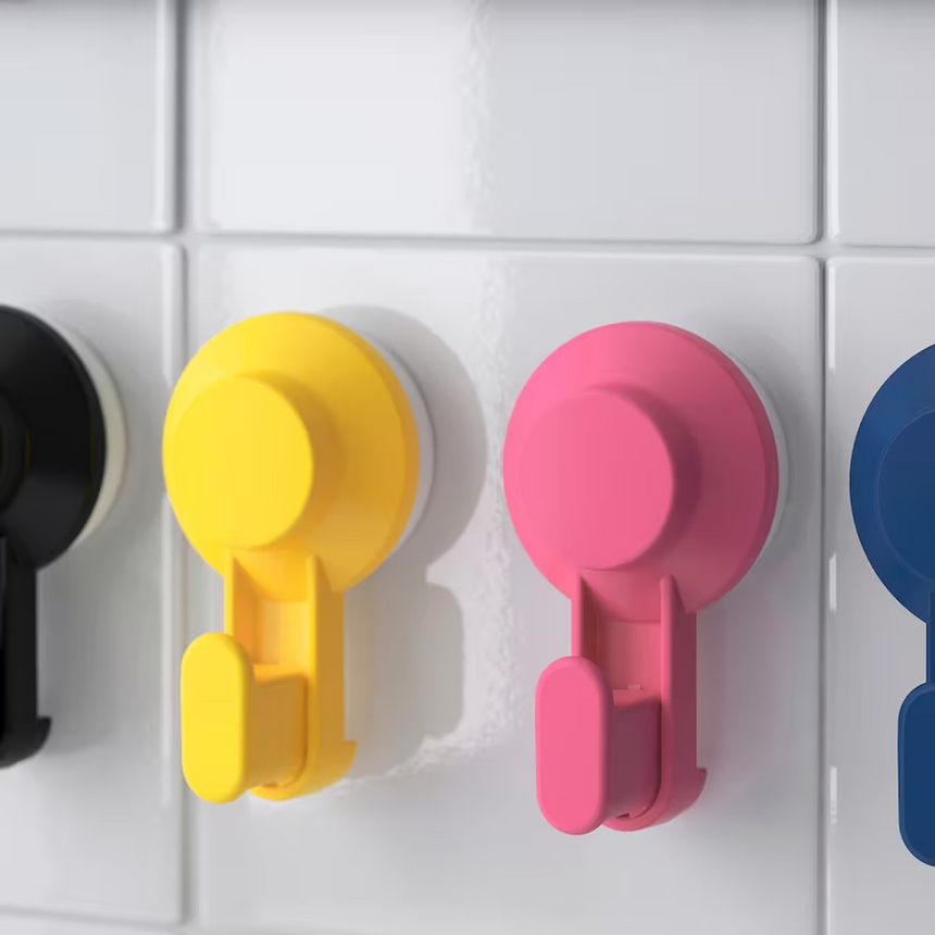 IKEA TISKEN Hook with suction cup, mixed colours