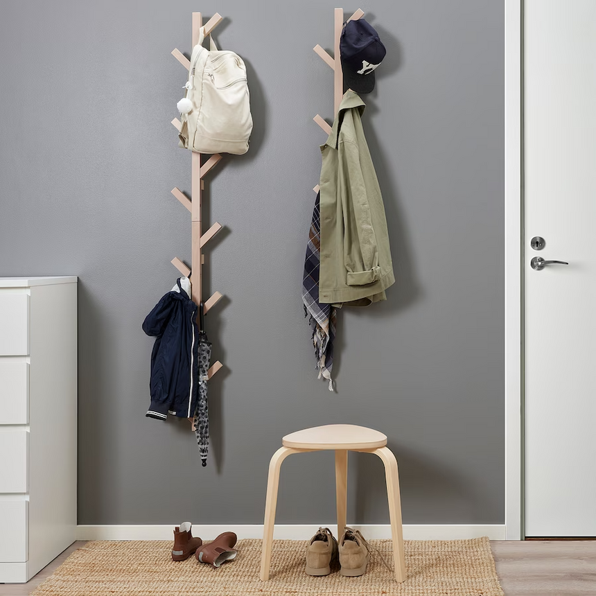 IKEA TJUSIG vertical hook rack birch 78 cm