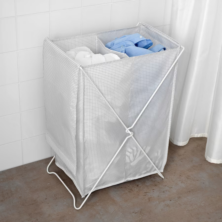 IKEA TORKIS laundry basket white/grey 90 L