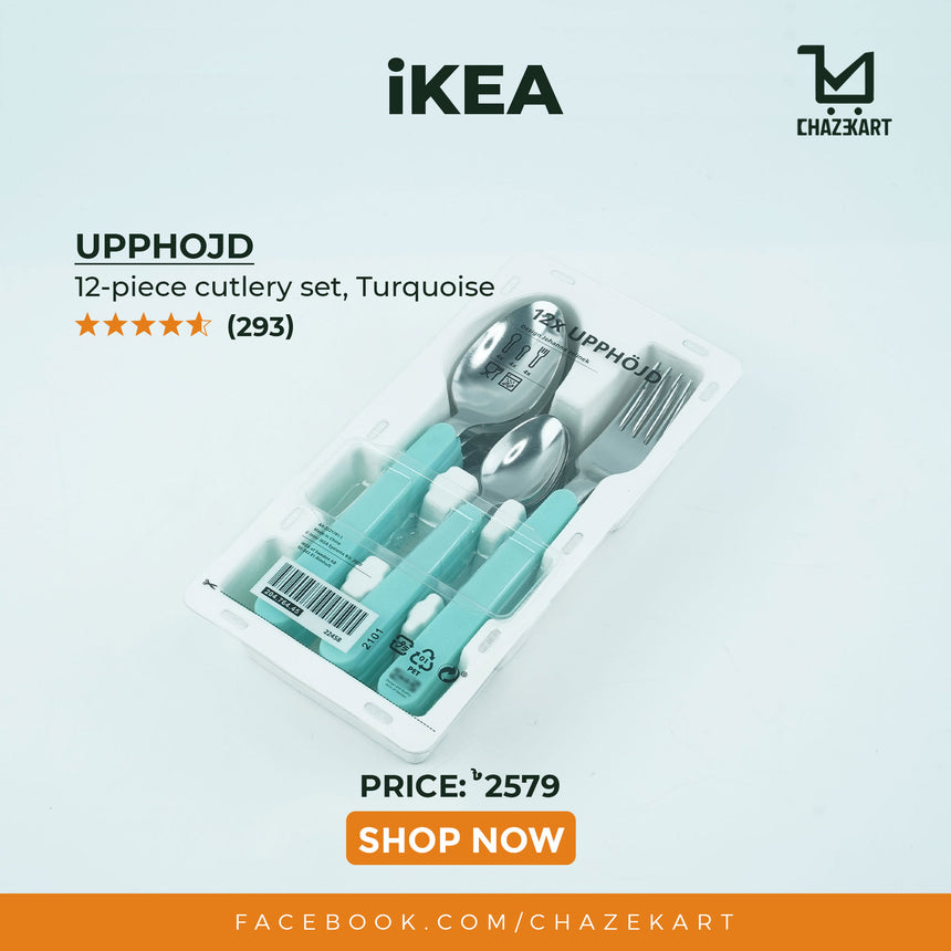 IKEA UPPHOJD 12-piece cutlery set, Turquoise