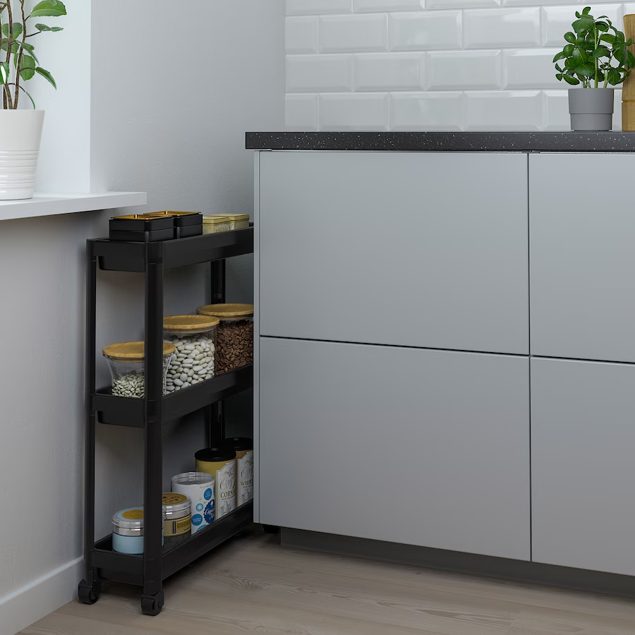 IKEA VESKEN Trolley Black 54x18x71 cm