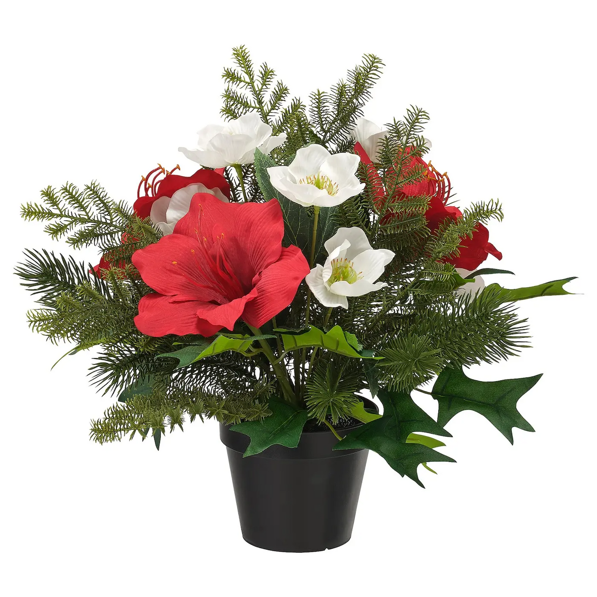 VINTERFINT artificial potted plant, in/outdoor arrangement/white red, 12 cm