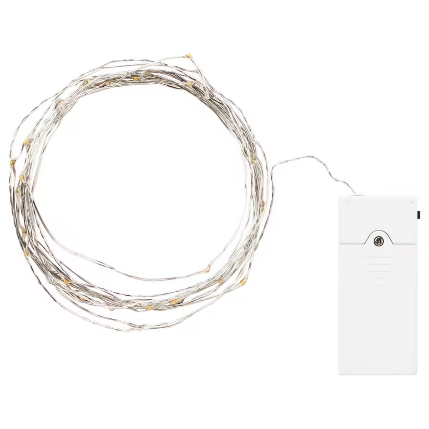 IKEA VISSVASS LED lighting chain with 40 lights, indoor/battery-operated silver-colour