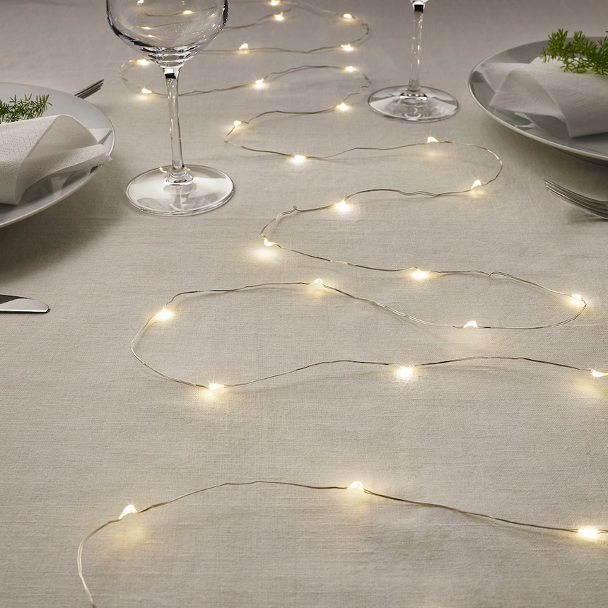 IKEA VISSVASS LED lighting chain with 40 lights, indoor/battery-operated silver-colour